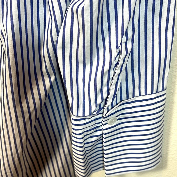 Zara Trf  Blouse Oversized To Striped Classic Button two color Blue. Small - Picture 8 of 11